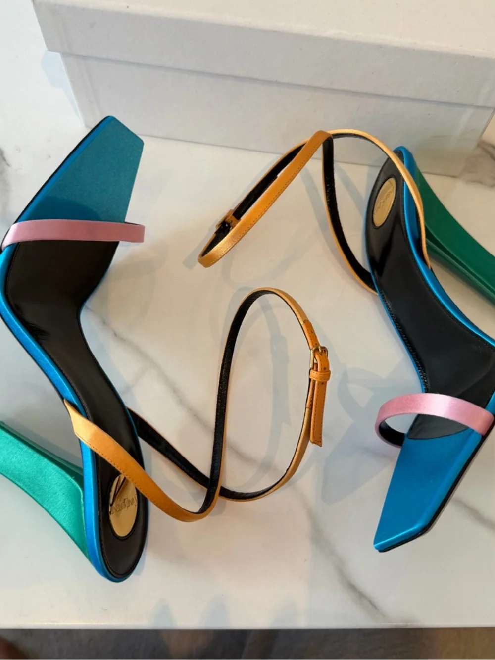 NWT Yves Saint Laurent Dominique 110 crêpe satin sandals - Picture 5 of 6